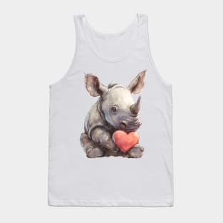 Valentine Rhinoceros Holding Heart Tank Top